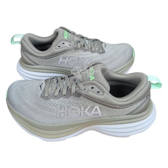 HOKA ONE Bondi 8 Womens 7.5 Olive Haze Mercury Green Run Walking Comfort Sneaker - Picture 12 of 12